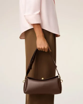 Sac Carrousel en cuir lisse marron