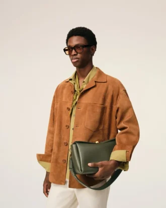 Sac Carrousel moyen en cuir de vachette vert
