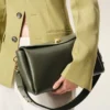 Sac Carrousel moyen en cuir de vachette vert