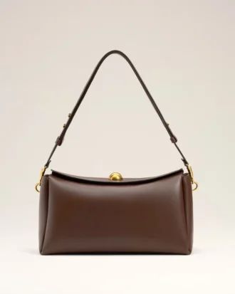 Sac Carrousel moyen en cuir lisse marron