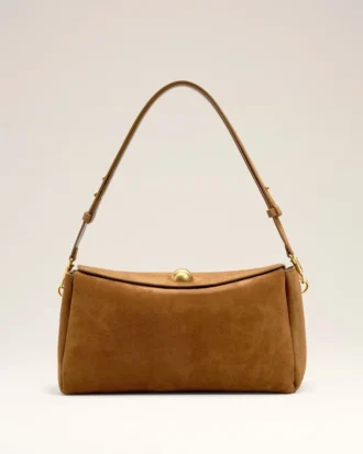 Sac Carrousel moyen en cuir suédé marron