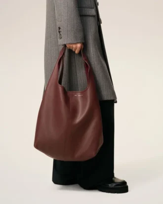Sac hobo Etienne en cuir souple bordeaux