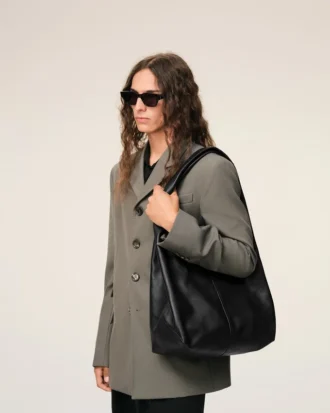 Sac hobo Etienne en cuir Taurillon noir