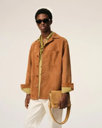 Sac messager à rabat Carrousel en cuir de vachette jaune