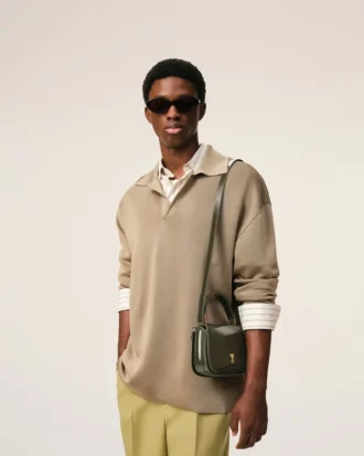 Sac Paris Paris à poignées en cuir de vachette vert