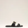Sandales à boucle en cuir de vache noir
