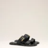 Sandales à boucle en cuir de vache noir