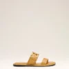 Sandales à boucle en cuir de vachette jaune