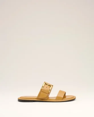 Sandales à boucle en cuir de vachette jaune