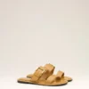 Sandales à boucle en cuir de vachette jaune