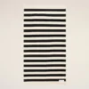 Serviette de plage en coton rayée noire