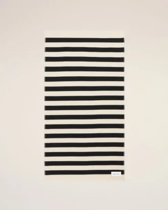 Serviette de plage en coton rayée noire