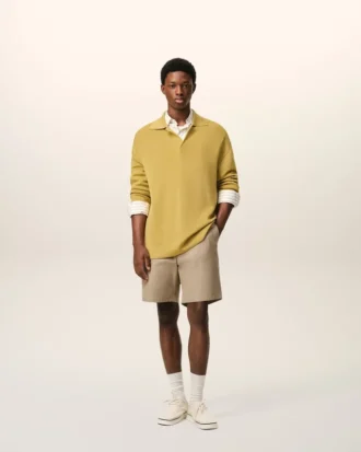 Short Ami de Coeur en coton beige à taille élastiquée