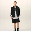 Short Ami de Coeur en coton noir à taille élastiquée