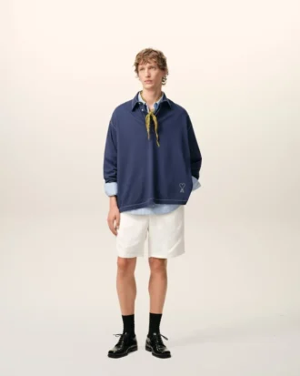 Short Ami de Coeur en lin mélangé beige à taille élastiquée