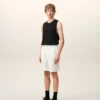 Short Ami de Coeur en lin mélangé beige à taille élastiquée