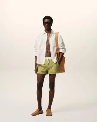 Short de bain en nylon vert