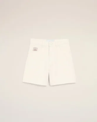 Short en coton blanc avec étiquette Ami Paris Heritage