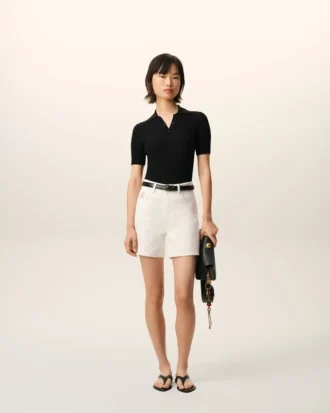 Short en coton blanc avec étiquette Ami Paris Heritage