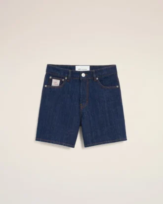 Short en coton bleu avec étiquette Ami Paris Heritage