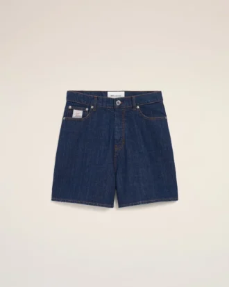 Short en coton bleu avec étiquette Ami Paris Heritage
