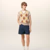 Short en coton bleu avec étiquette Ami Paris Heritage