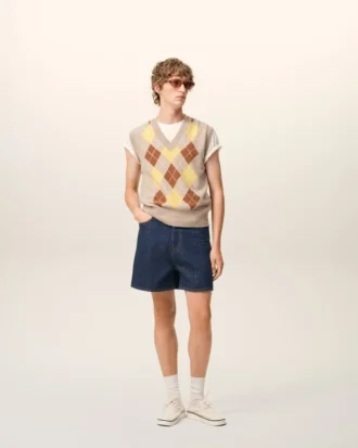 Short en coton bleu avec étiquette Ami Paris Heritage