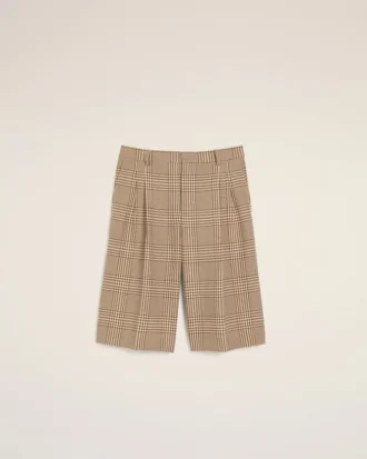Short en laine marron à carreaux Prince de Galles