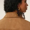 Surchemise boutonnée en cuir de chèvre marron