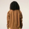 Surchemise boutonnée en cuir de chèvre marron