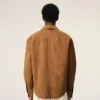 Surchemise boutonnée en cuir de chèvre marron