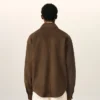 Surchemise boutonnée en cuir de chèvre marron