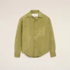 Surchemise boutonnée en cuir de chèvre vert