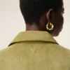 Surchemise boutonnée en cuir de chèvre vert