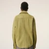 Surchemise boutonnée en cuir de chèvre vert