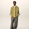 Surchemise boutonnée en cuir de chèvre vert