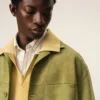 Surchemise boutonnée en cuir de chèvre vert