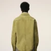 Surchemise boutonnée en cuir de chèvre vert