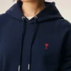 Sweat Ami de Coeur Hoodie en coton bleu et rouge