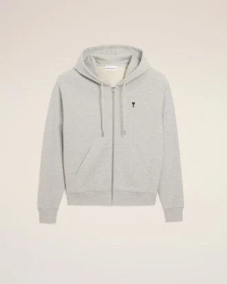 Sweat Ami de Coeur Hoodie en coton gris contrasté