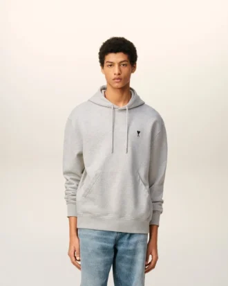 Sweat Ami de Coeur Hoodie en coton gris contrasté