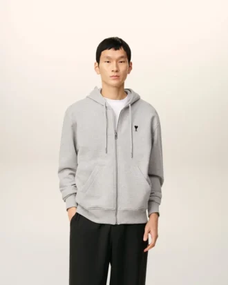 Sweat Ami de Coeur Hoodie en coton gris contrasté