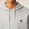 Sweat Ami de Coeur Hoodie en coton gris contrasté