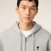 Sweat Ami de Coeur Hoodie en coton gris contrasté