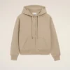 Sweat à capuche zippé Ami de Coeur en coton beige gaufré