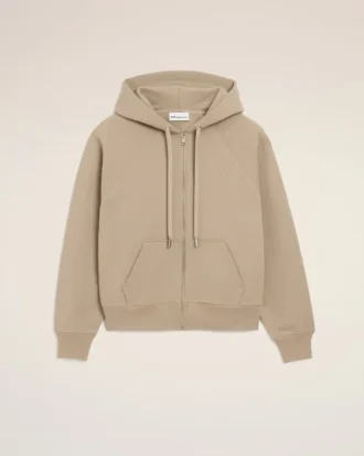 Sweat à capuche zippé Ami de Coeur en coton beige gaufré