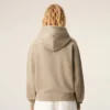 Sweat à capuche zippé Ami de Coeur en coton beige gaufré