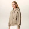 Sweat à capuche zippé Ami de Coeur en coton beige gaufré