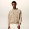 Sweat à capuche zippé Ami de Coeur en coton beige gaufré