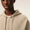 Sweat à capuche zippé Ami de Coeur en coton beige gaufré